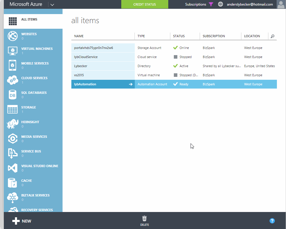 Setup runbook credentials