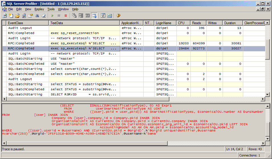 SQL Server Profiler trace - Easy to spot culprit